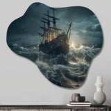 Ship In The Middle Of A Storm I - Asymmetric Metal Wall Art