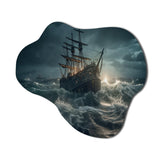 Ship In The Middle Of A Storm I - Asymmetric Metal Wall Art