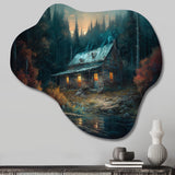 Cabin In The Woods - Asymmetric Metal Wall Art