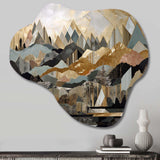 Grey And Gold Geometric Horizons I - Asymmetric Metal Wall Art