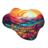 Vibrant Sunset Shining Over Mountains I - Asymmetric Metal Wall Art