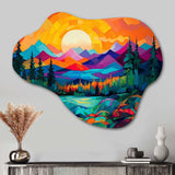 Vibrant Sunset Shining Over Mountains II - Asymmetric Metal Wall Art