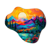 Vibrant Sunset Shining Over Mountains II - Asymmetric Metal Wall Art