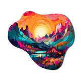 Vibrant Sunset Shining Over Mountains III - Asymmetric Metal Wall Art