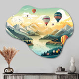 Hot Air Balloon Off Into The Sky I - Asymmetric Metal Wall Art