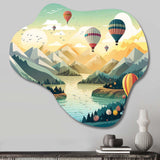 Hot Air Balloon Off Into The Sky I - Asymmetric Metal Wall Art