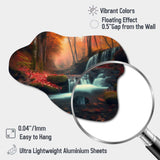 Waterfall In Fall Forest I - Asymmetric Metal Wall Art