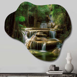 Waterfall In Dense Forest I - Asymmetric Metal Wall Art