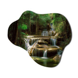 Waterfall In Dense Forest I - Asymmetric Metal Wall Art