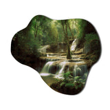 Waterfall In Dense Forest II - Asymmetric Metal Wall Art