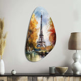 Pastel Eiffel Tower In Paris III - Asymmetric Metal Wall Art