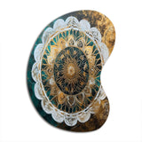 Teal And Gold Mandala I - Asymmetric Metal Wall Art