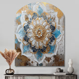 Blue And Gold Mandala I - Asymmetric Metal Wall Art