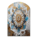 Blue And Gold Mandala I - Asymmetric Metal Wall Art