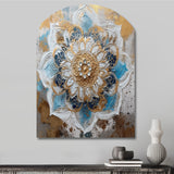 Blue And Gold Mandala I - Asymmetric Metal Wall Art