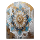 Blue And Gold Mandala I - Asymmetric Metal Wall Art