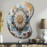 Blue And Gold Mandala I - Asymmetric Metal Wall Art