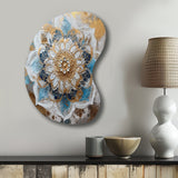 Blue And Gold Mandala I - Asymmetric Metal Wall Art