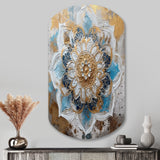 Blue And Gold Mandala I - Asymmetric Metal Wall Art