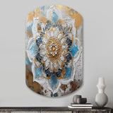 Blue And Gold Mandala I - Asymmetric Metal Wall Art