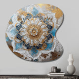 Blue And Gold Mandala I - Asymmetric Metal Wall Art