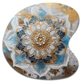 Blue And Gold Mandala I - Asymmetric Metal Wall Art