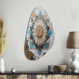 Blue And Gold Mandala I - Asymmetric Metal Wall Art