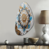 Blue And Gold Mandala I - Asymmetric Metal Wall Art