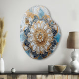 Blue And Gold Mandala I - Asymmetric Metal Wall Art