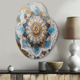 Blue And Gold Mandala I - Asymmetric Metal Wall Art