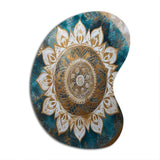 Teal And Gold Mandala II - Asymmetric Metal Wall Art