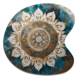 Teal And Gold Mandala II - Asymmetric Metal Wall Art