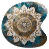 Teal And Gold Mandala II - Asymmetric Metal Wall Art