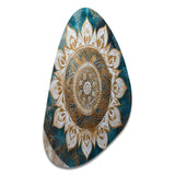 Teal And Gold Mandala II - Asymmetric Metal Wall Art