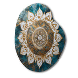 Teal And Gold Mandala II - Asymmetric Metal Wall Art