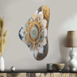 White And Gold Mandala II - Asymmetric Metal Wall Art