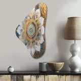 White And Gold Mandala II - Asymmetric Metal Wall Art