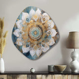 White And Gold Mandala II - Asymmetric Metal Wall Art