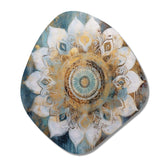 White And Gold Mandala II - Asymmetric Metal Wall Art