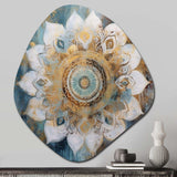 White And Gold Mandala II - Asymmetric Metal Wall Art