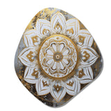 White And Gold Mandala V - Asymmetric Metal Wall Art