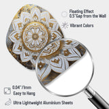 White And Gold Mandala V - Asymmetric Metal Wall Art