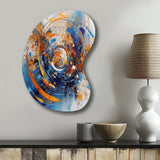 Blue And Orange Space - Asymmetric Metal Wall Art