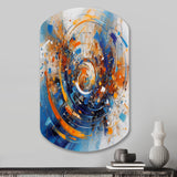 Blue And Orange Space - Asymmetric Metal Wall Art