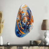 Blue And Orange Space - Asymmetric Metal Wall Art