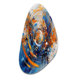 Blue And Orange Space - Asymmetric Metal Wall Art