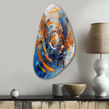 Blue And Orange Space - Asymmetric Metal Wall Art