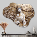 Japenese Female Statue - Asymmetric Metal Wall Art