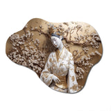 Japenese Female Statue - Asymmetric Metal Wall Art