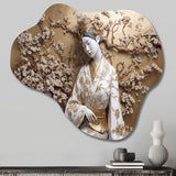 Japenese Female Statue - Asymmetric Metal Wall Art